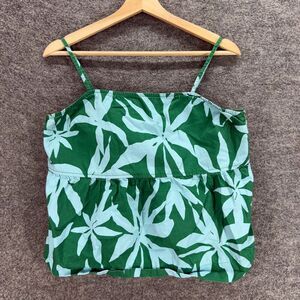 Free Assembly Top Women L Large Green Floral Lined Sleeveless Spaghetti Strap